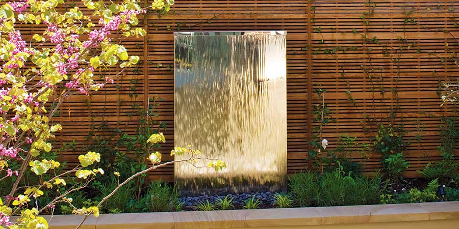 Contemporary water feature. Garden water wall 