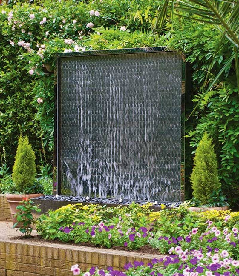 Outdoor Water Features Modern Fountains For The Garden David Harber Water Wall Made From Hundreds Of Stainless Steel Petals