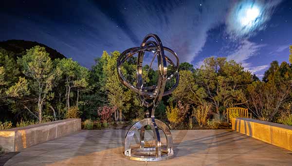 Historic armillary sphere at St Johns College, Sante Fe
