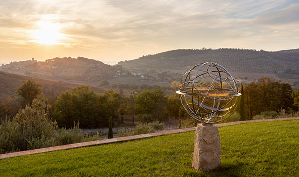 Stainless steel armillary sphere with a view