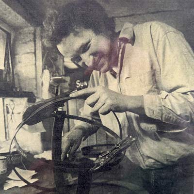 David Harber making an armillary sphere early on