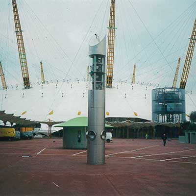 Multicultural sundial outside the Millennium Dome