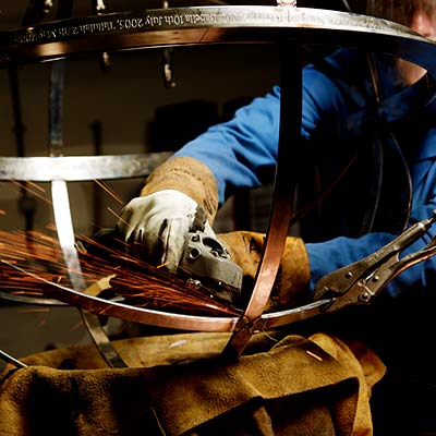 Sparks fly when crafting an armillary sphere