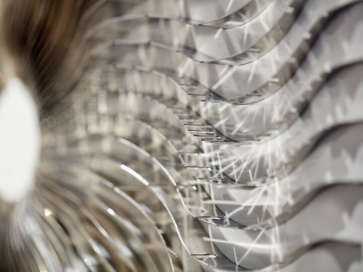 Stainless-steel craftsmanship on a piece of metal wall art