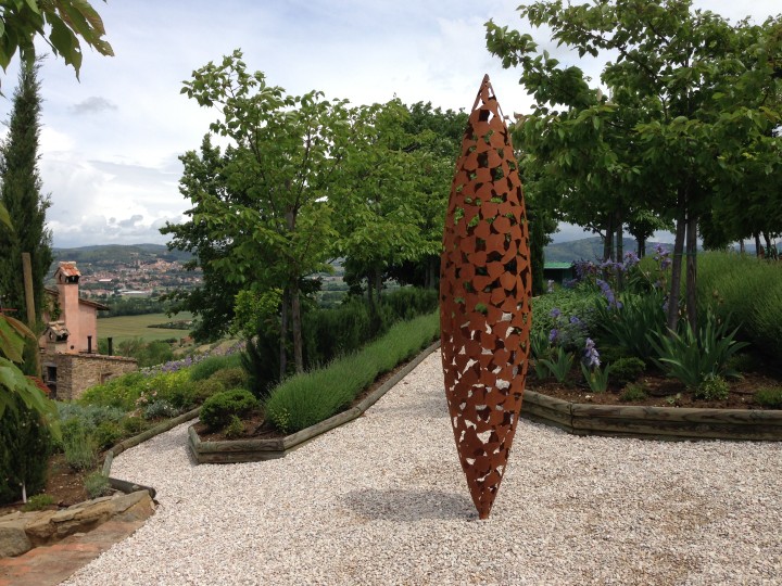 oxidised steel quill in European garden